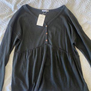 Black Waffle Henley